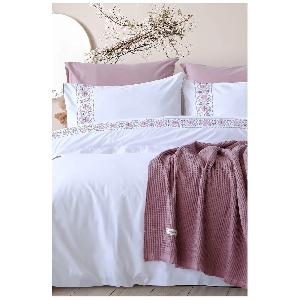 Yataq dəsti İyiGecələr Anatolia Embroidered, iki nəfərlik, Lilac (8681234943237) — Yataq dəsti