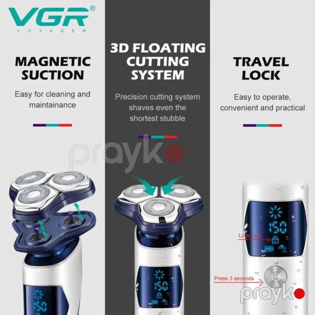 8430 Məhsulun adı: Elektrik ülgüc VGR V-328 3 başlıq IPX7 Ağ Brend — Usturalar, trimmerler və epilyatorlar, Bakı (4)
