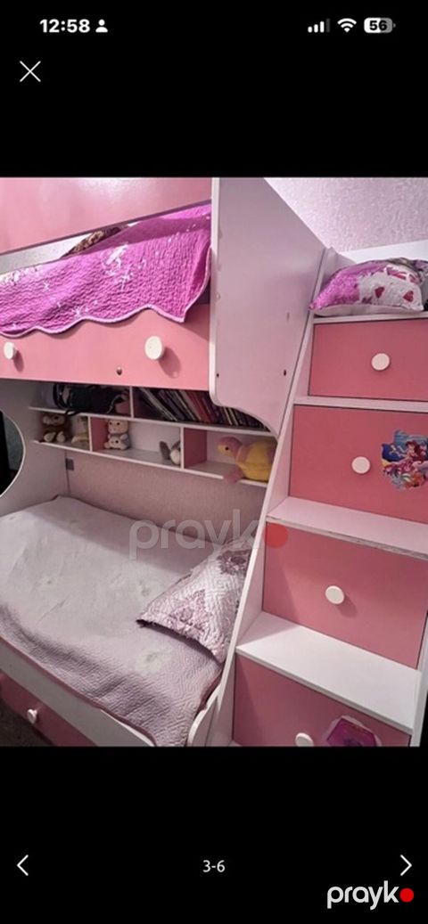 Uşaq üçün iki mərtəbəli çarpayı–modul dəst - Rəng: açıq çəhrayı/ağ — Bakı
