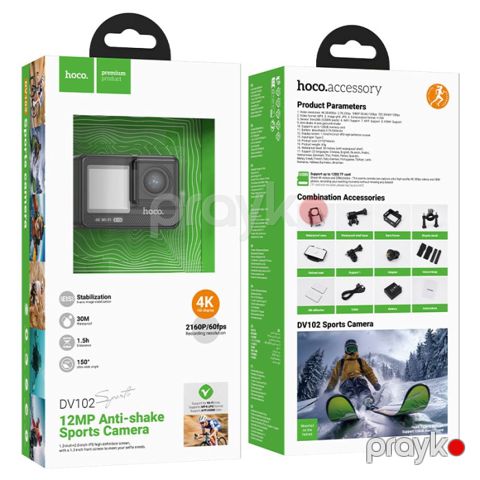 Hoco DV102 4K Action Kamera 12MP Sony Sensor 150° WiFi 30m Suya Davamlı Stabilizasiya — Bakı