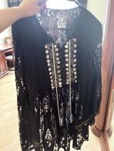 Qara krujeva tunika/kimono - Material: tam krujeva (açıq naxışlı — Laman