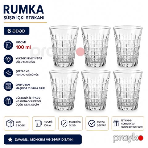 Qədəhcik dəsti 34963385, 6 əd, 100 ml, şüşə — Bakı