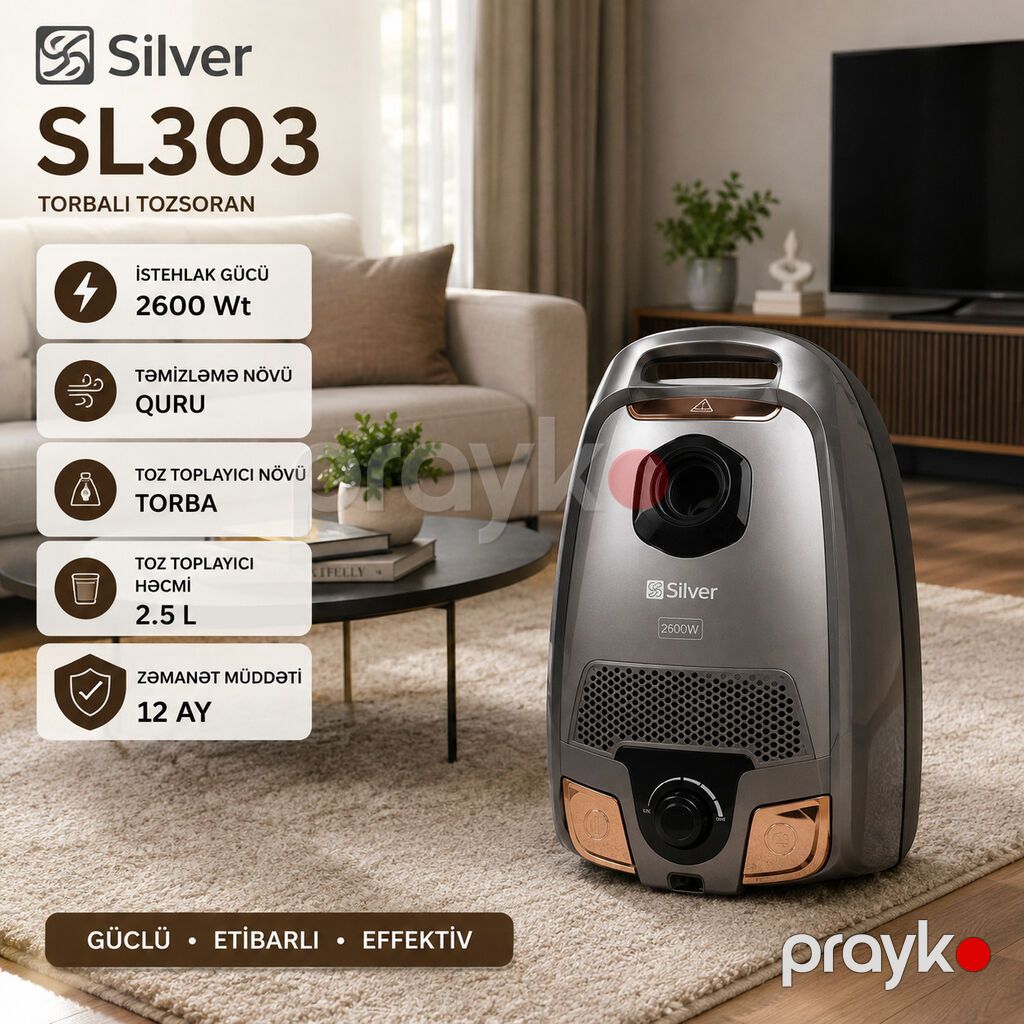 Məhsul №230 — Silver SL-303 torbalı tozsoran - Brend: Silver — Tozsoran, Bakı (3)