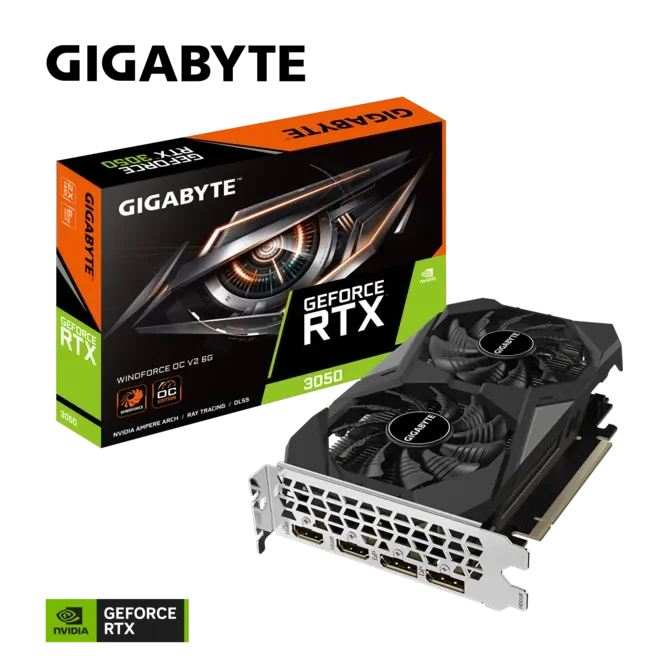 Gigabyte GeForce RTX 3050 Wındforce OC V2 6G 6GB 96bit (GV-N3050WF20CV2-6GD) — Bakı