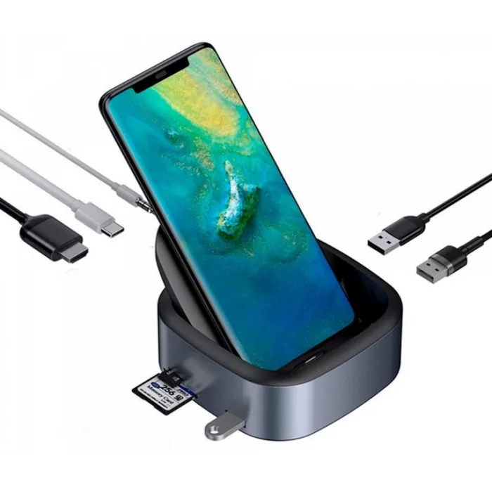 Baseus Mate Docking GN18D CAHUB-S0G 8-in-1 Type-C HUB Dok-Stansiya — Bakı