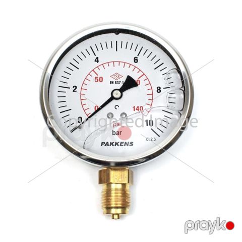 Manometr gliserin dolğulu (0-10 Bar 100 mm 1/2") Pakkens 1001001107 — Bakı