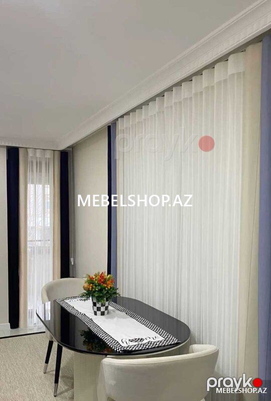 Dikey tul pərdə modelleri — Pəncərələr, qapılar, balkonlar, Bakı (2)