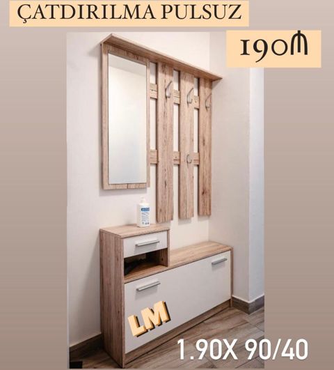 Dəhliz üçün çoxfunksiyalı asılqan və şkaf dəsti - Material: ağac — Sumqayıt