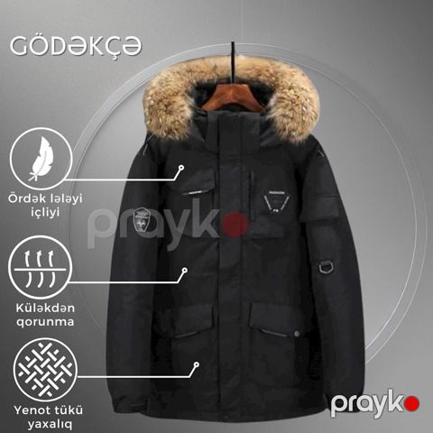 Kişi gödəkçəsi EB 837, ördək tükü, qara, ölçü L — Bakı