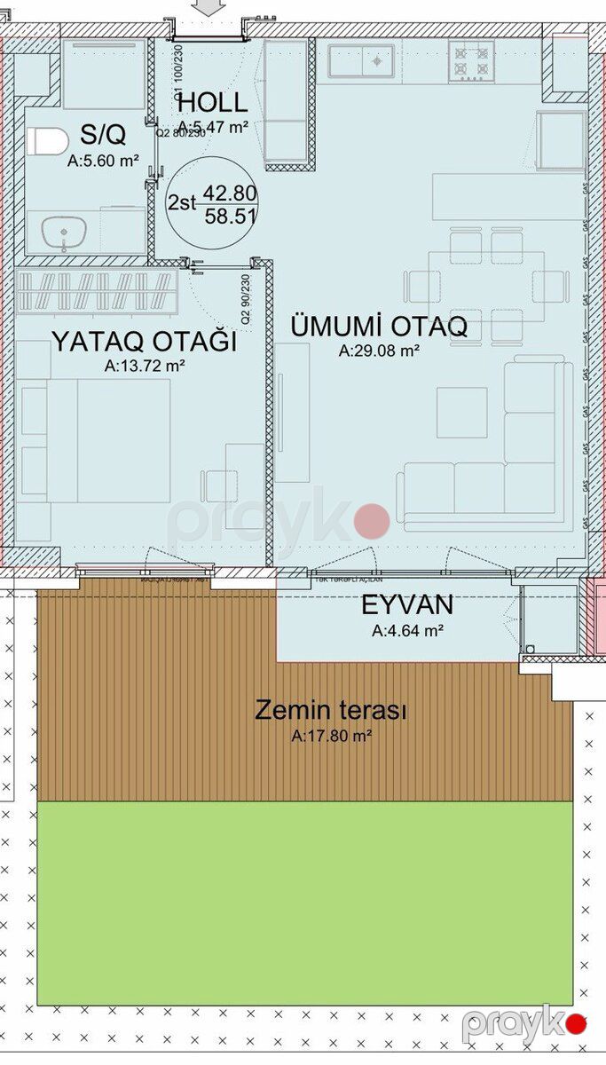Satılır 2 otaqlı yeni tikili 59 m² — Mənzil, Bakı (4)