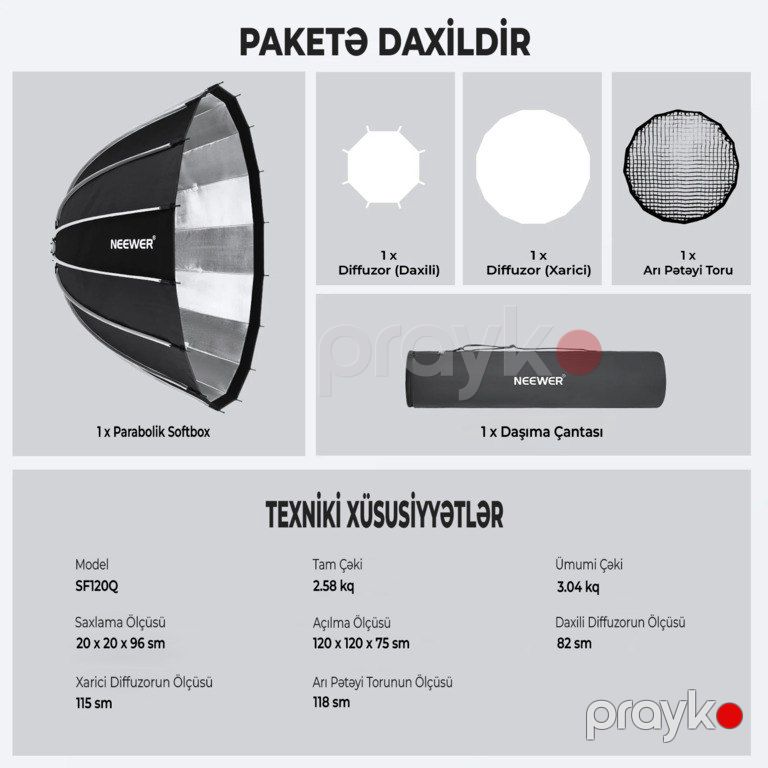 Parabolik softboks "Neewer" 85 sm — Foto və video texnikası, Bakı (7)