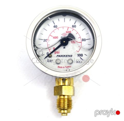 Manometr gliserin dolğulu (0-100 Bar 63 mm 1,4") Pakkens 0631001112 — Bakı