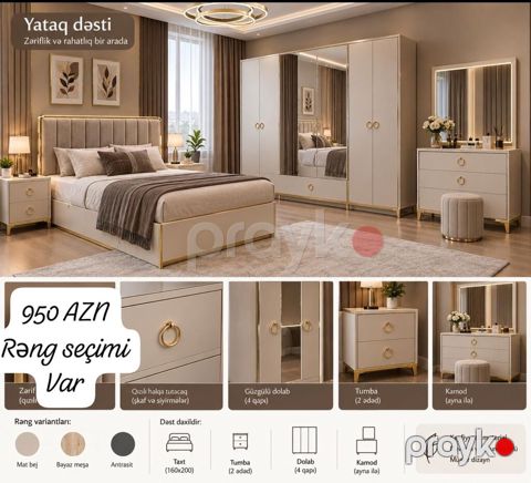 Yataq dəsti – zəriflik və rahatlıq bir arada Komplekt: - Taxt — Bakı