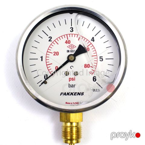Manometr gliserin dolğulu (0-6 Bar 100 mm 1/2") Pakkens 1001001106 — Bakı