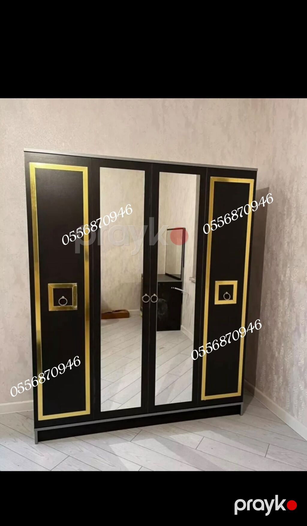 Yeni, 3 qapılı, Güzgülü, Ağ, Açılan, Düz dolab — Şkaflar, Bakı (3)