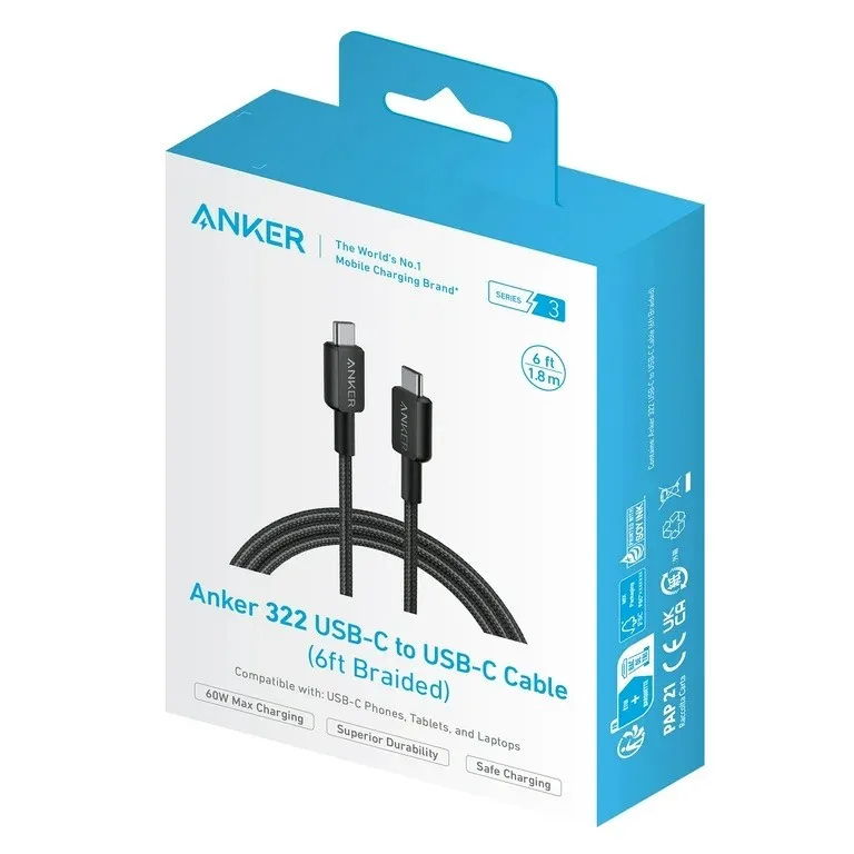 Kabel Anker 322 Usb-c to Usb-c 6ft braided (A81F6H11) — Mallar, Bakı (4)