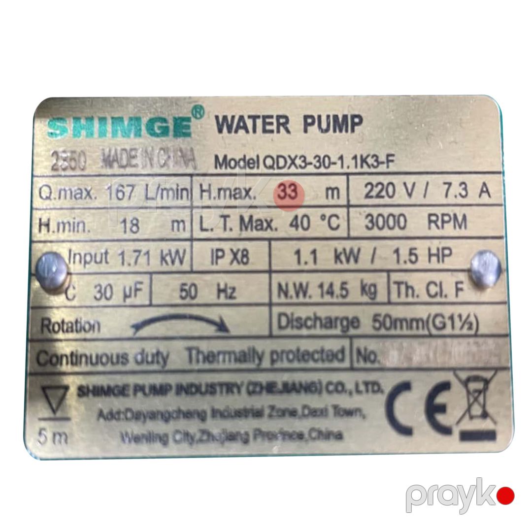 Drenaj nasosu Shimge QDX3-30-1.1K3-F 2350 — Mallar, Bakı (2)