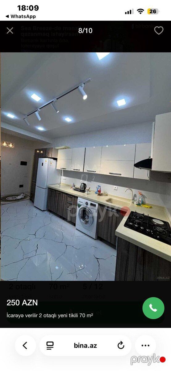 2-otaqlı yeni tikili kirayə verilir, Sumqayıt ş., 70 m² — Mənzil, Sumqayıt (3)