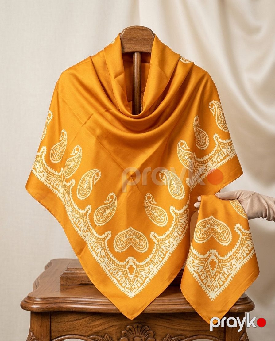Kəlağayı Vizyon059, ipək, narıncı, 140x140 sm — Mallar, Bakı (3)