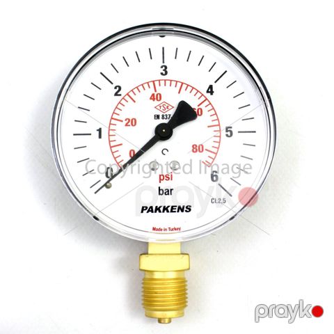 Manometr quru tipli (0-6 Bar 100 mm 1/2") Pakkens 1001000106 — Bakı
