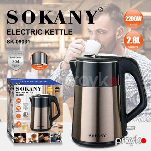4854 Məhsulun adı: Elektrik çaydan Sokany SK-09031 Black/Brown — Bakı