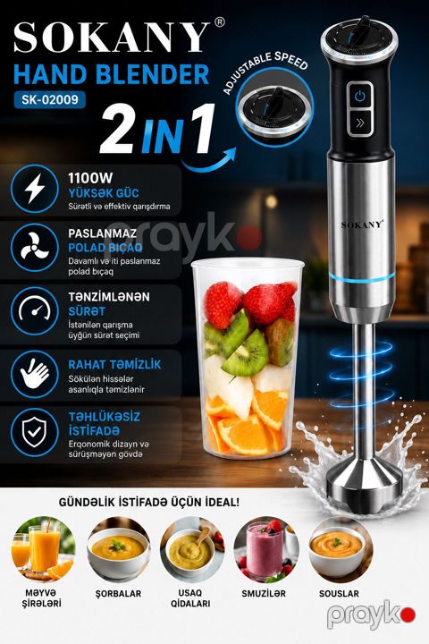 1837 Məhsulun adı: Blender Sokany SK-02009, Elektromexaniki, 1 L — Bakı