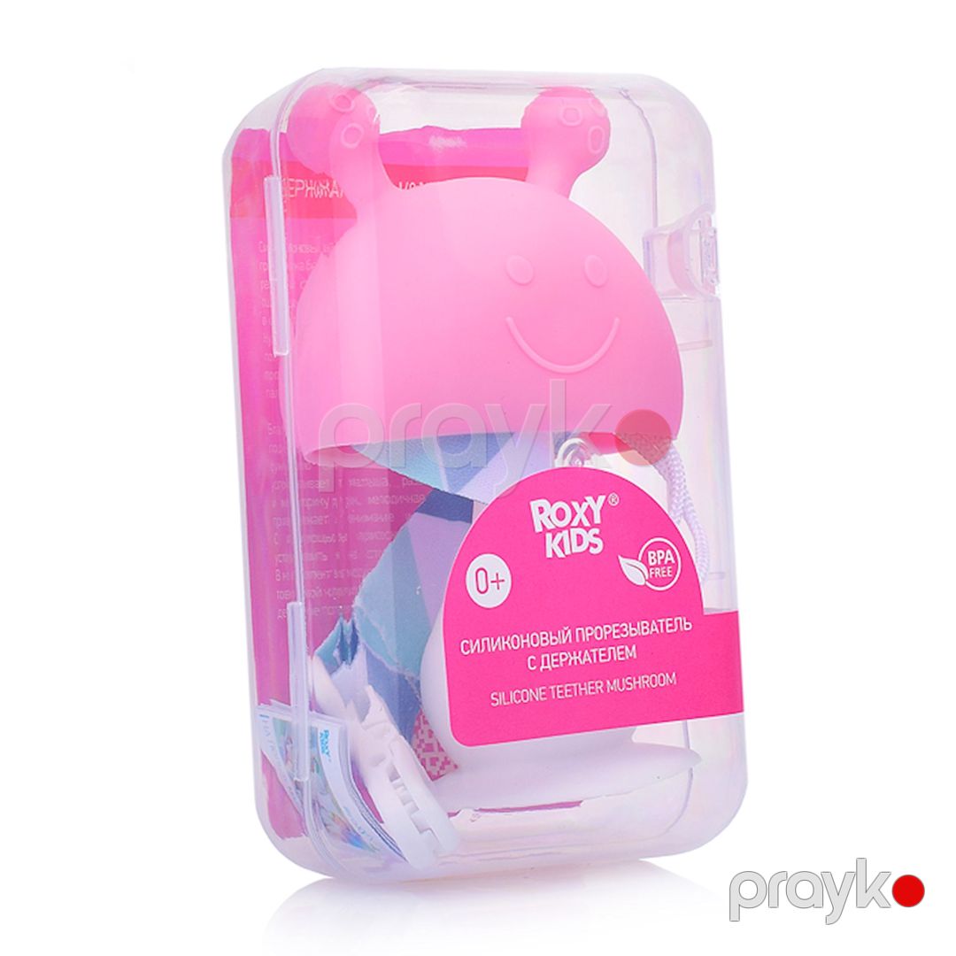 Diş çıxaran Roxy Kids Mushroom tutacaq ilə, silikon, çəhrayı — Mallar, Bakı (2)