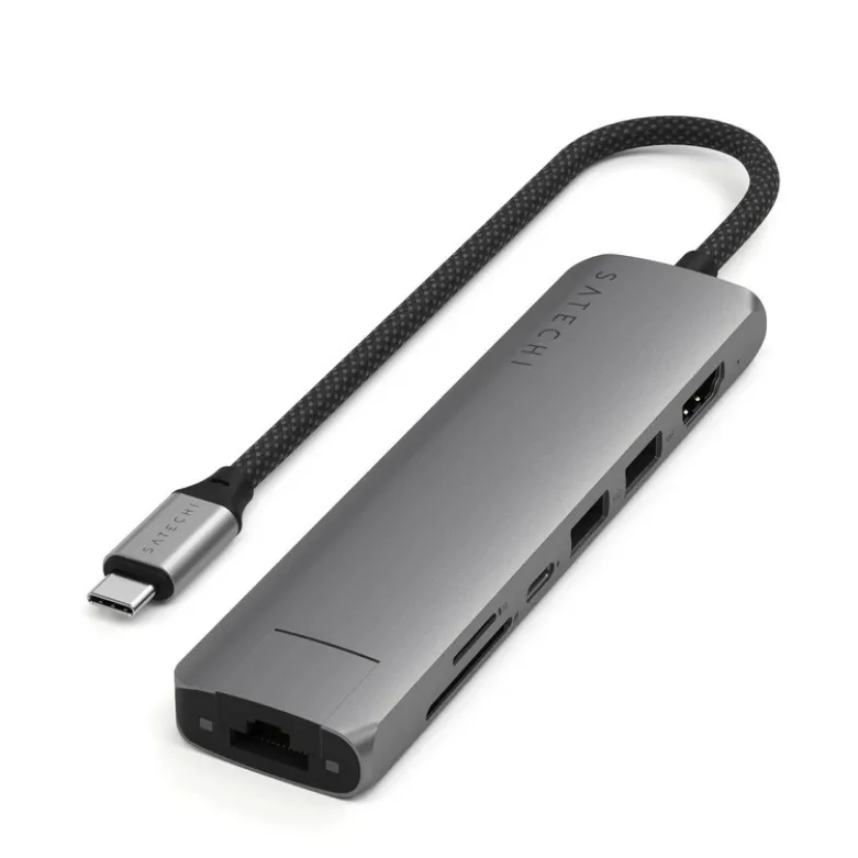 HUB Satechi 7-in-1 Usb-c Slim Multiport Adapter with Ethernet Space Grey — Bakı