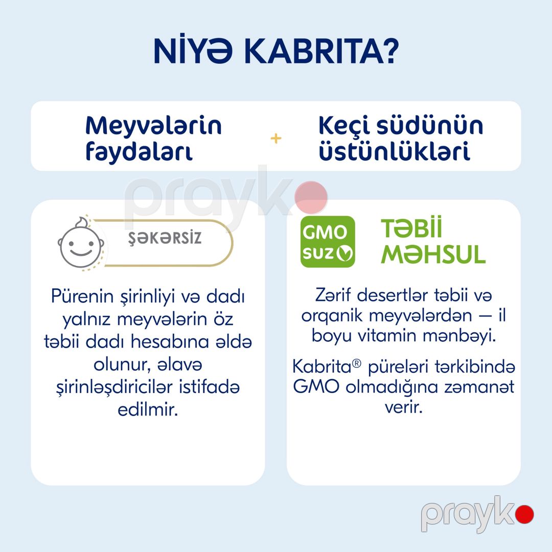 Meyvəli püre keçi qaymağı ilə Kabrita, manqo və alma püresi ilə, 6 aydan böyük uşaqlar üçün, 100 q — Mallar, Bakı (3)
