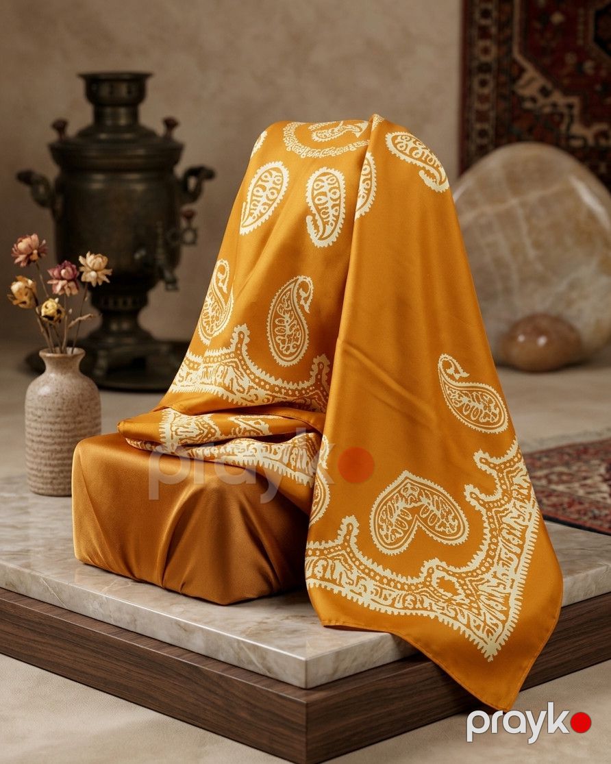 Kəlağayı Vizyon059, ipək, narıncı, 140x140 sm — Mallar, Bakı (2)