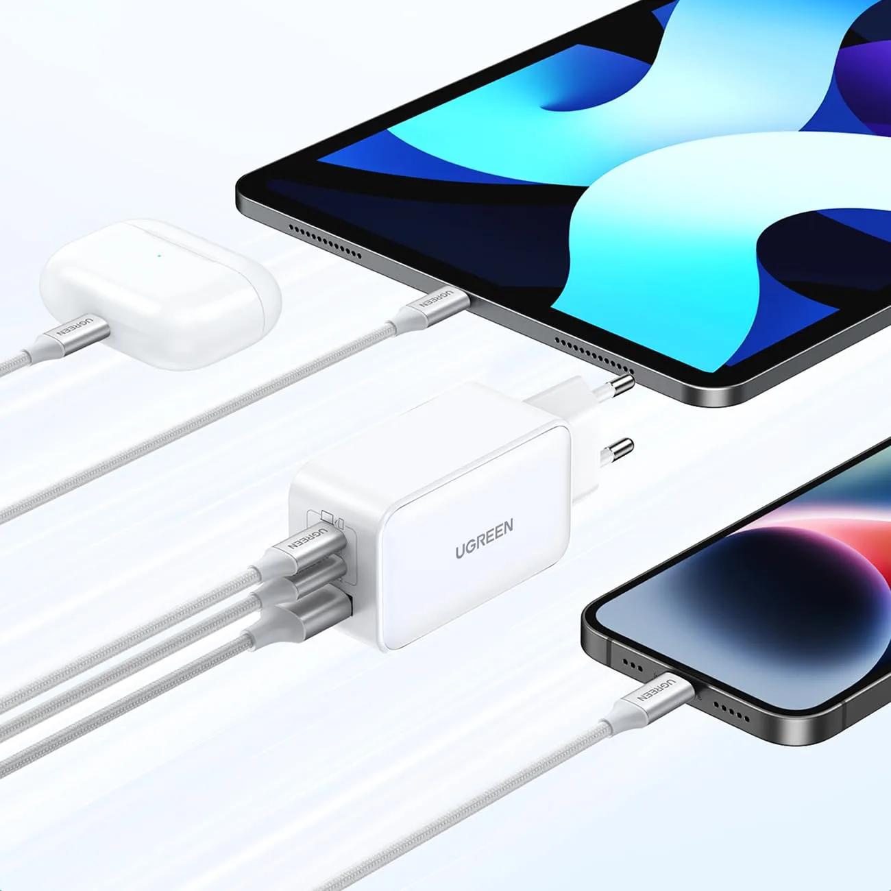 Adapter başlığı Ugreen Nexode 65W 3-Port PD GaN Fast Charger EU (White) — Mallar, Bakı (4)