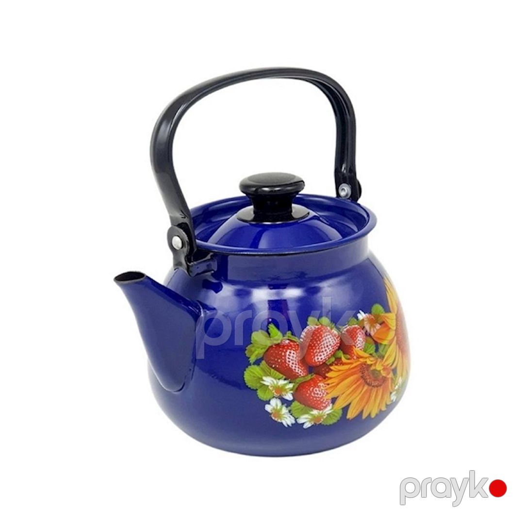 Su qaynatmaq üçün çaydan "Керченская эмаль" Günəbaxan, 3500 ml, minalanmış polad, göy — Mallar, Bakı (3)