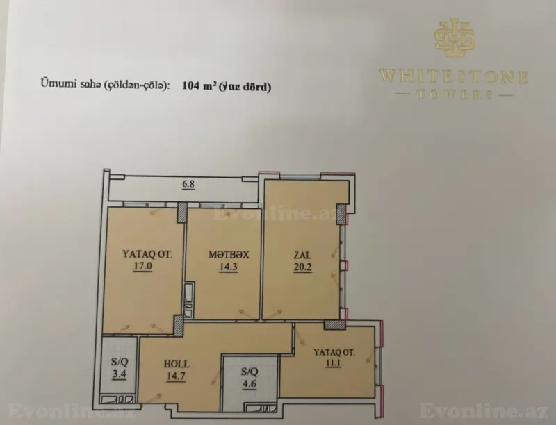 Satılır 3 otaqlı Mənzil Yeni tikili 104 m² Bakı, Nərimanov r., Nəriman Nərimanov m — Mənzil, Bakı (2)