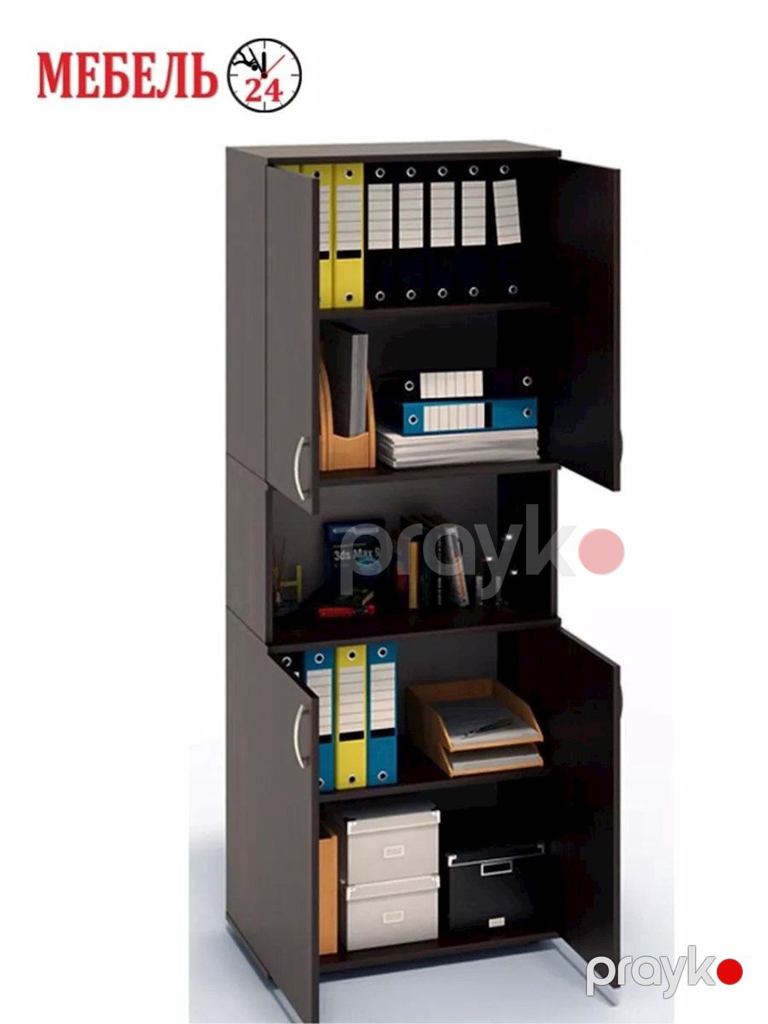 Stellaj 3563_L-M 2StellajOfficeLongBl, 68x37x183 sm, Ldsp, qəhvəyi — Mallar, Bakı (3)