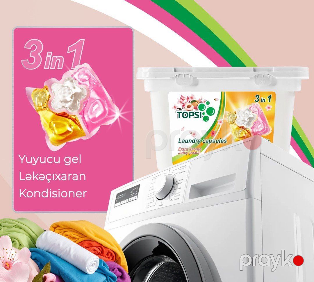 Yuma üçün kapsullar Topsi 3in1, şaftalı, 80 əd — Mallar, Bakı (2)