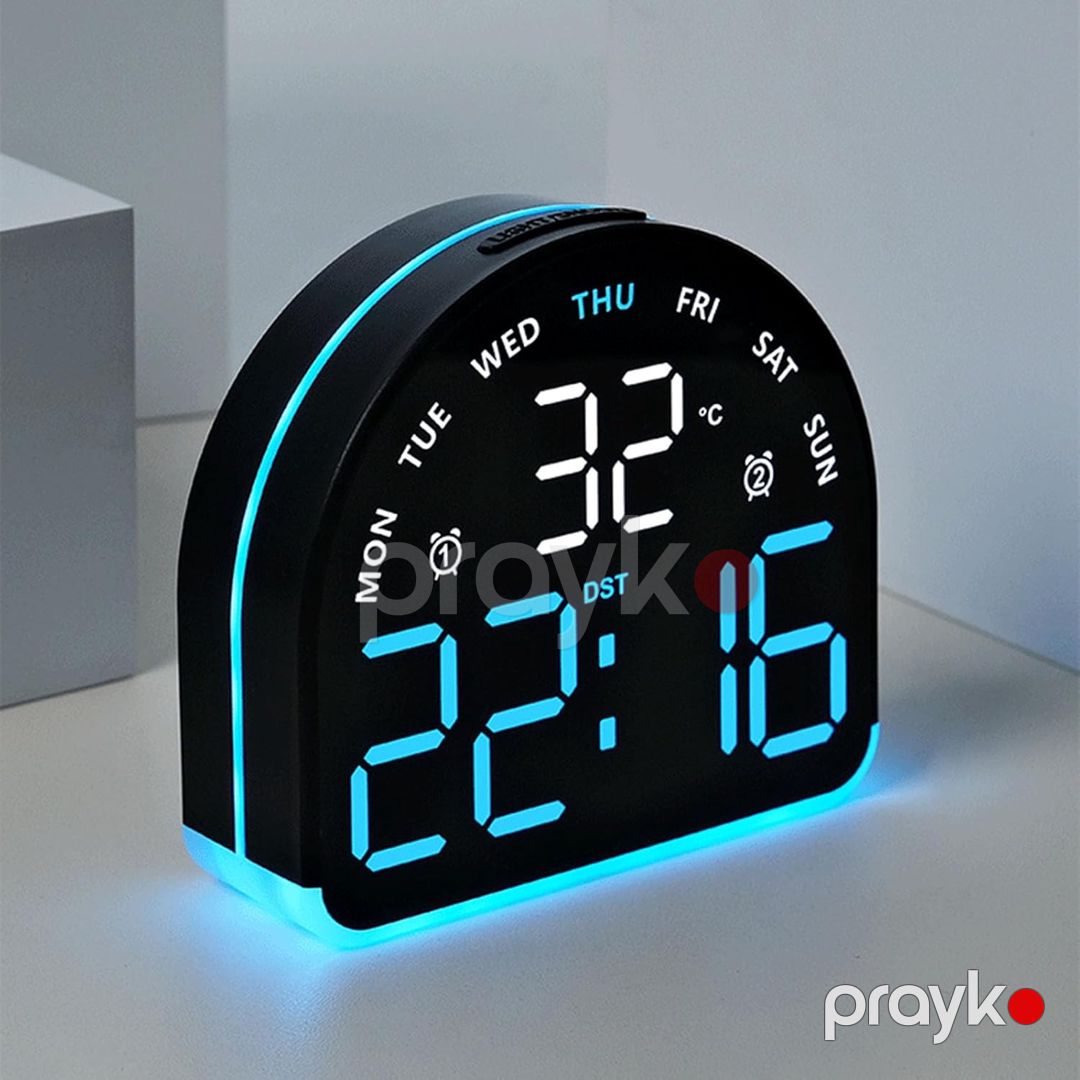 Rəqəmsal zəngli saat 2237082, temperatur göstəricisi ilə, qara — Mallar, Bakı (2)