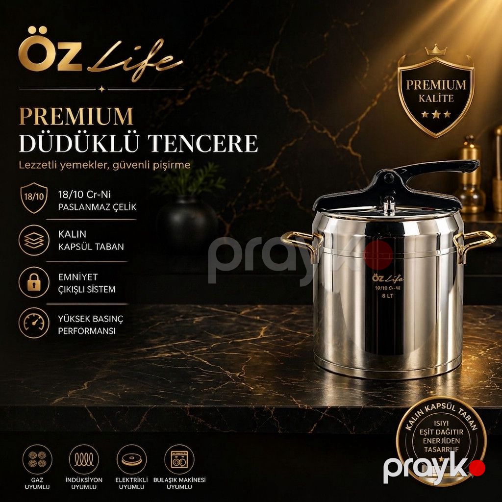 Sürətli bişirici Özlife, paslanmayan polad, 8 l — Mallar, Bakı (2)