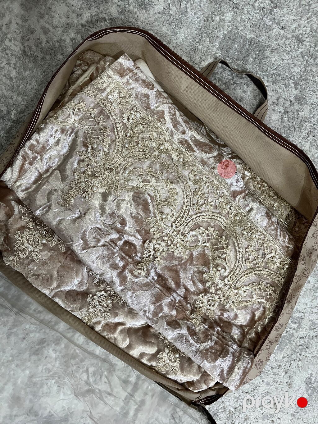 Zərif naxışlı yorğan dəsti - Material: parıltılı atlas/velur toxuma — Örtüklər və çarşavlar, Sumqayıt (2)