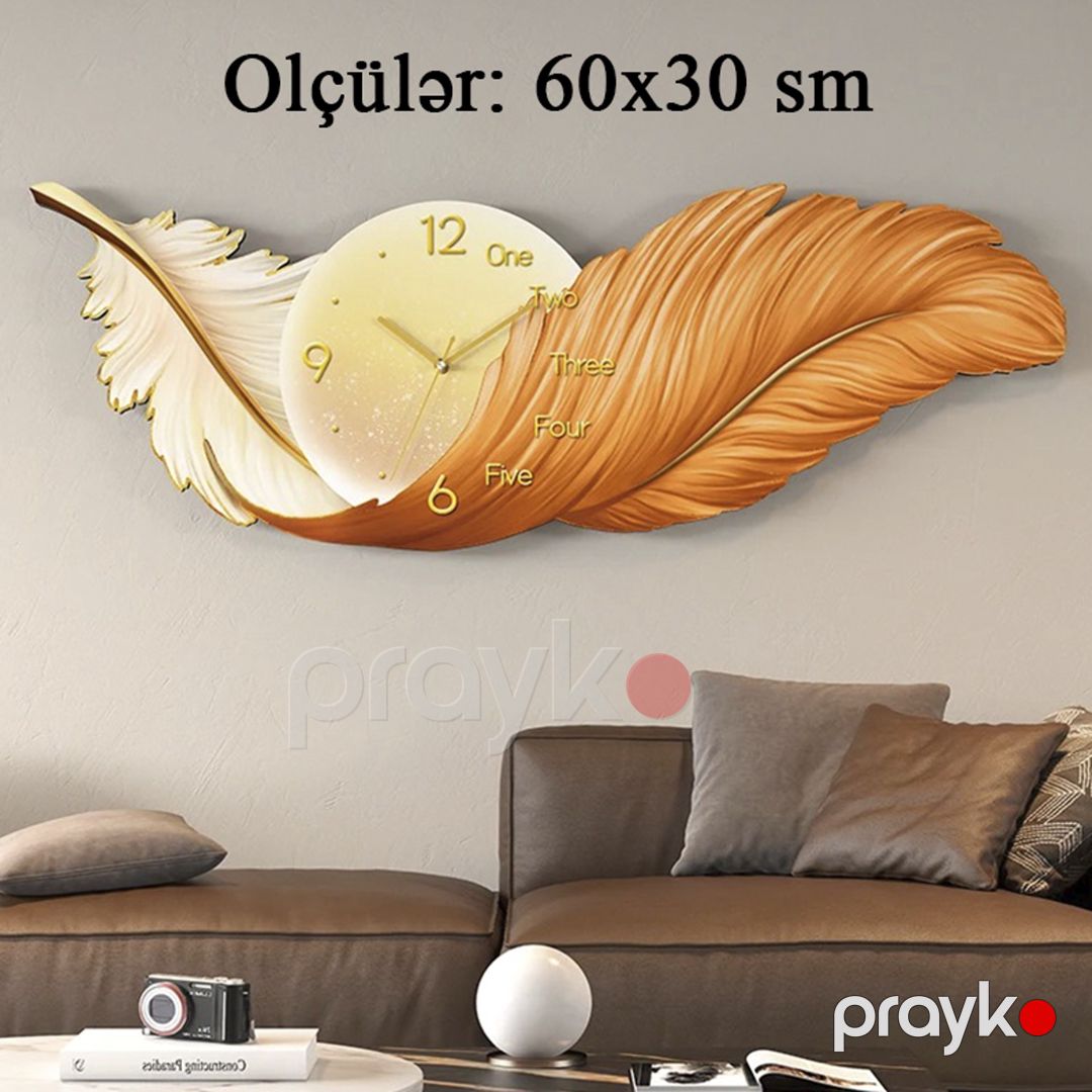 Divar saatı Home Decore Feather, 60x30 sm — Mallar, Bakı (2)