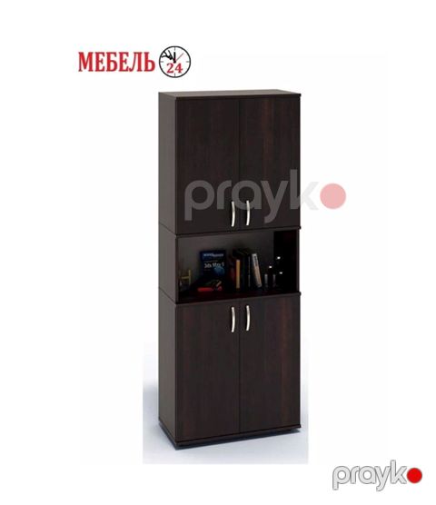 Stellaj 3563_L-M 2StellajOfficeLongBl, 68x37x183 sm, Ldsp, qəhvəyi — Bakı