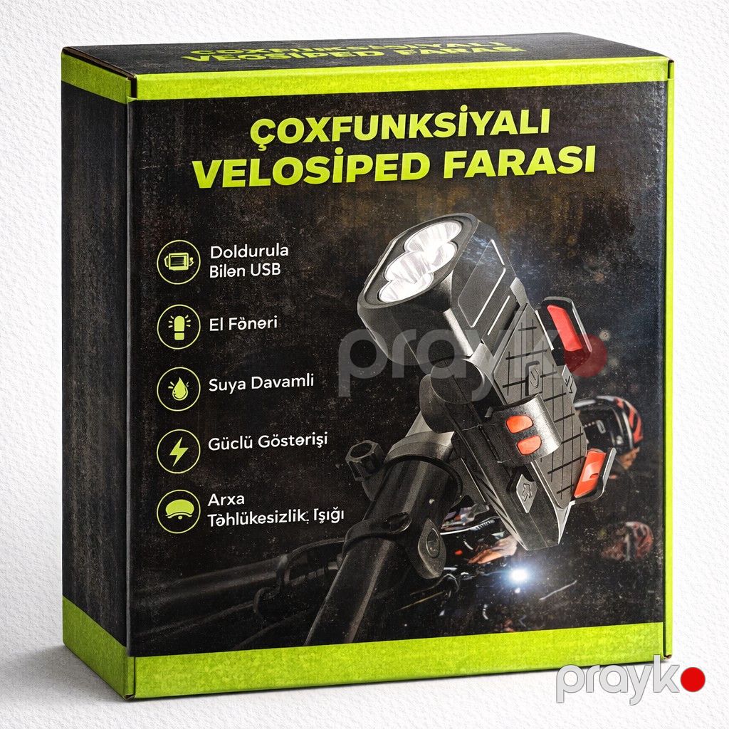 Çoxfunksiyalı velosiped fənəri 4-1-də, qara — Mallar, Bakı (2)