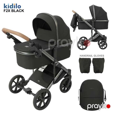 Uşaq arabası Kidilo Universal (2in1) Yenidoğulan 20 kq F2X Qara — Bakı