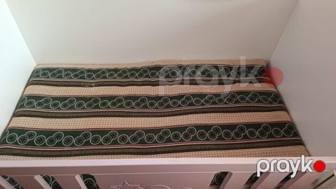 Uşaq beşiyi və döşək Satlir - Material: MDF/Laminit kombinasiyası, ağ — Xırdalan