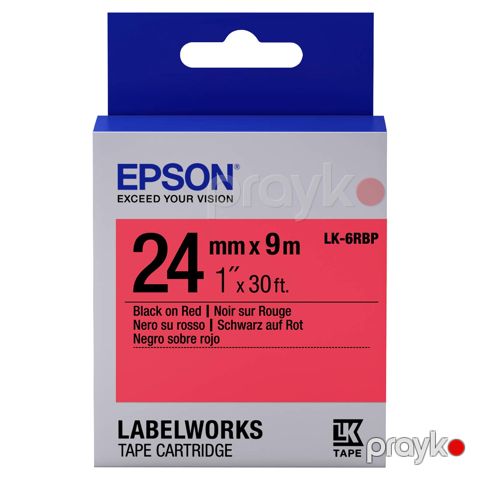 Epson Label Cartridge Pastel LK-6RBP Black/Red 24mm (9m) (C53S656004) — Bakı