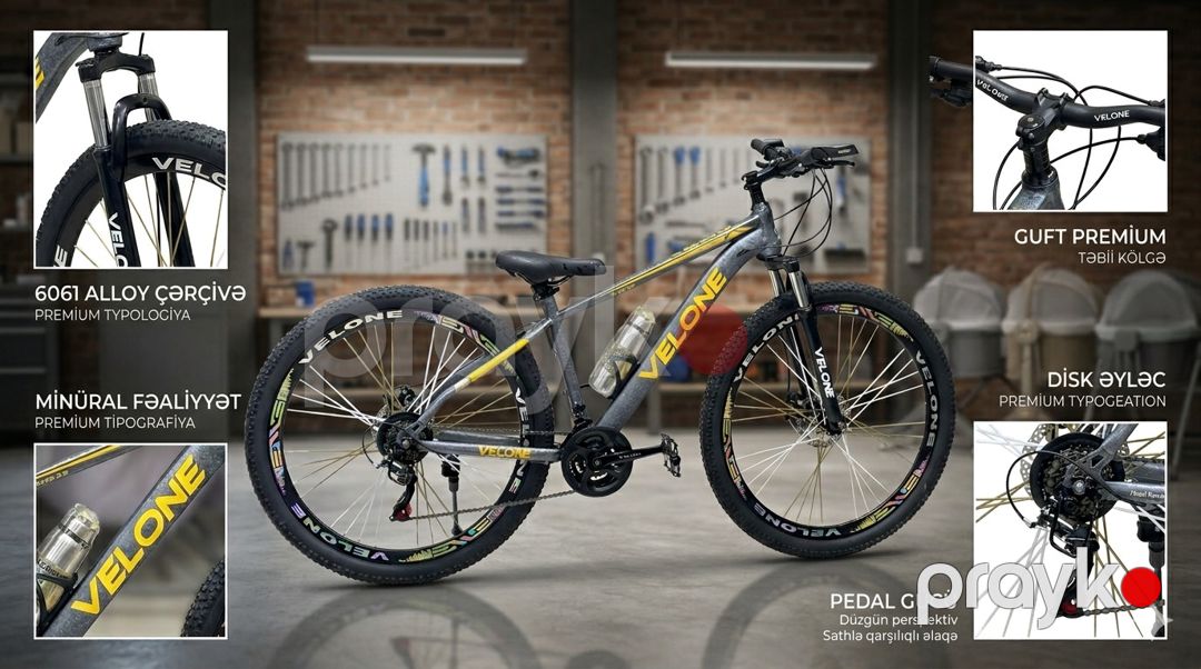 Dağ velosipedi Velone 9491, 29", boz — Velosipedlər, Bakı (2)