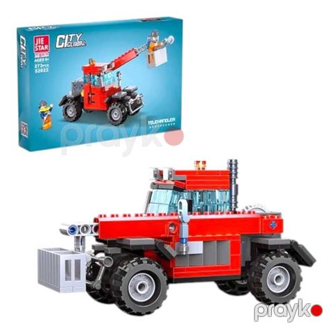 Təkərli oyuncaqlar Lego 273 parçalı qurma dəsti, hərəkətli kran və tikinti maşını, tikinti işçisi fiquru, 6+ yaş - LG147-31 — Bakı