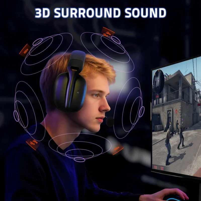 Attack Shark L80 PRO Wireless Black Gaming Headset — Qulaqcıqlar, Bakı (5)