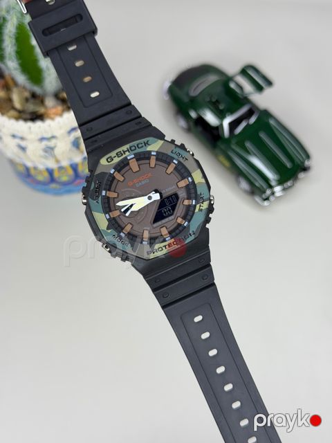 Qol saatı Casio, G-Shock GA 2100 Black/Brown, silikon, səkkizbucaq — Bakı