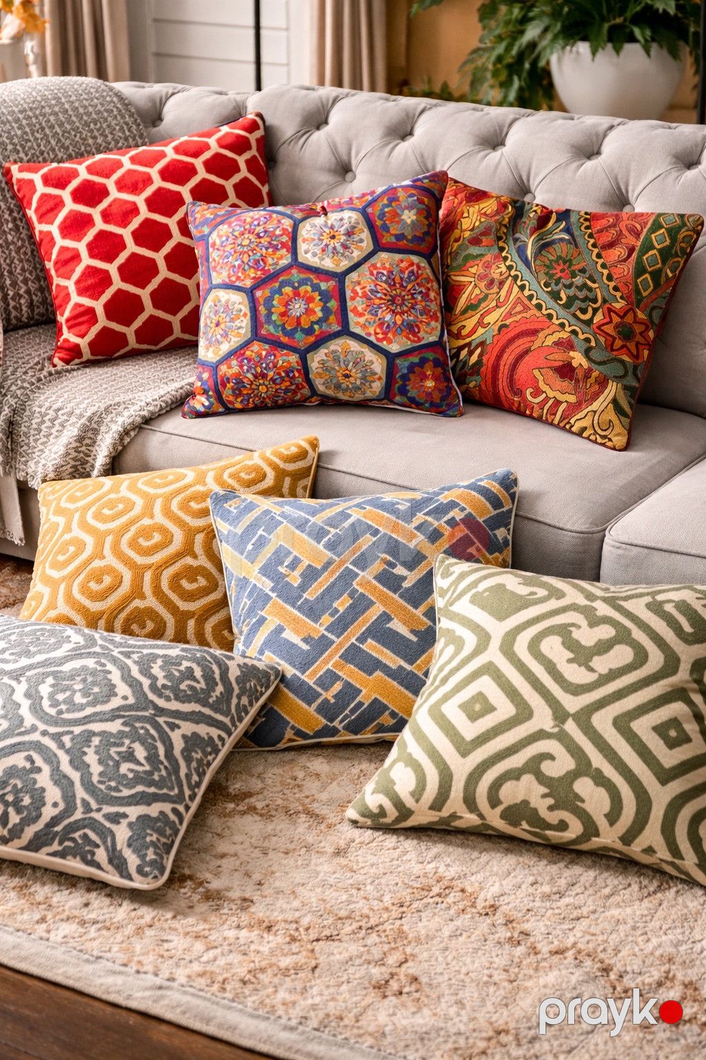 Dekorativ yastıq üzü 2139120, 45x45 sm, əl işi, tünd göy/firuzəyi — Mallar, Bakı (2)
