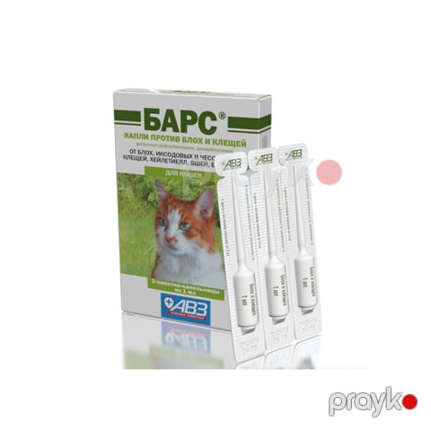 Pişiklər üçün birə və gənə əleyhinə damcı Барс, 1 əd, 1ml — Bakı